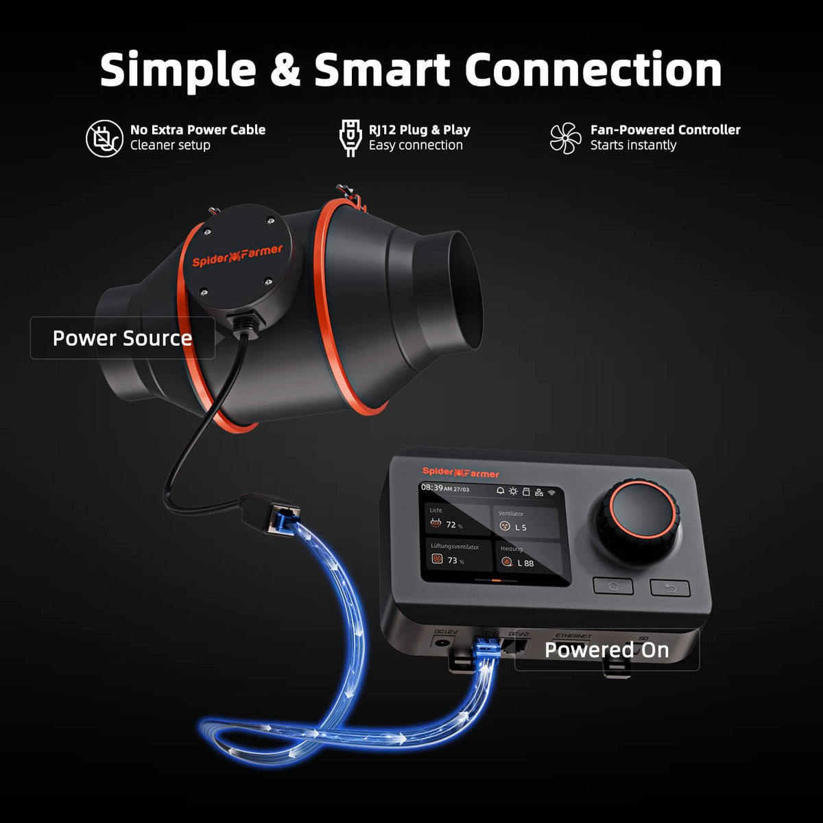 Spider Farmer 4 Zoll Inline-Fan 205 CFM mit GGS Controller – Detailansicht 2 Produktbild