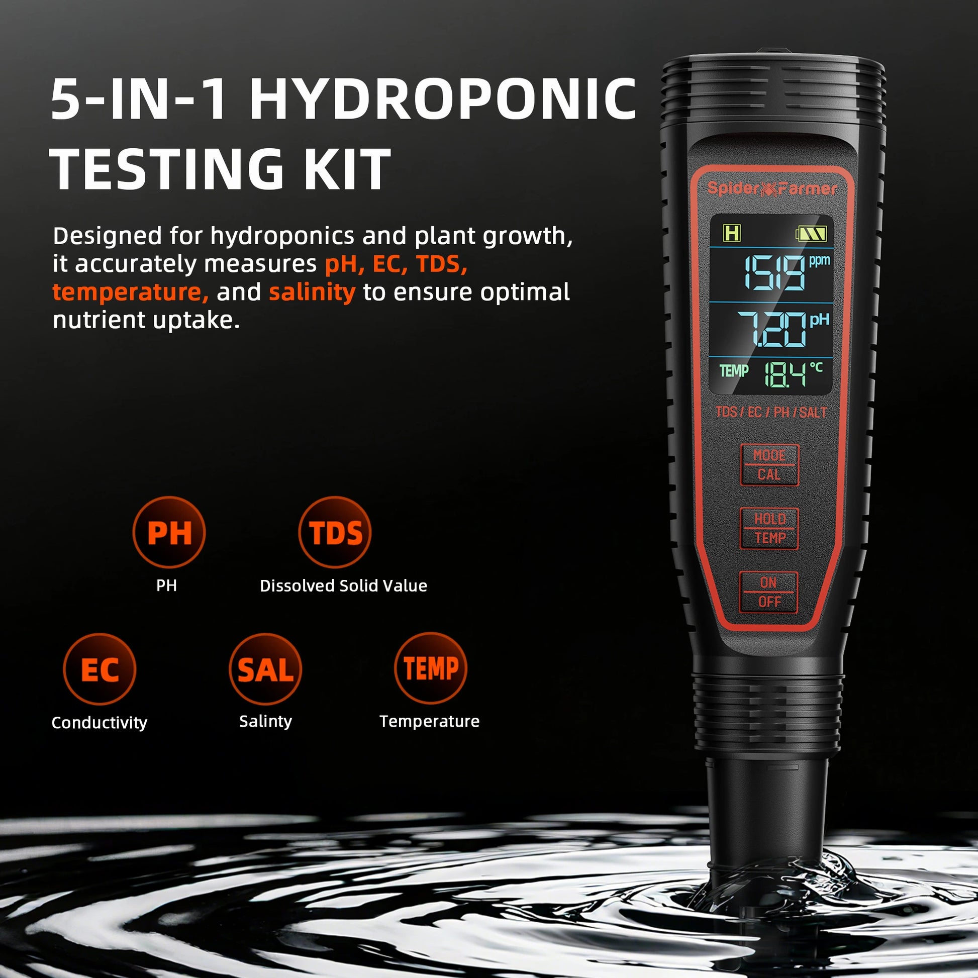 Spider Farmer 5-in-1 pH Meter Kit - Bild 3