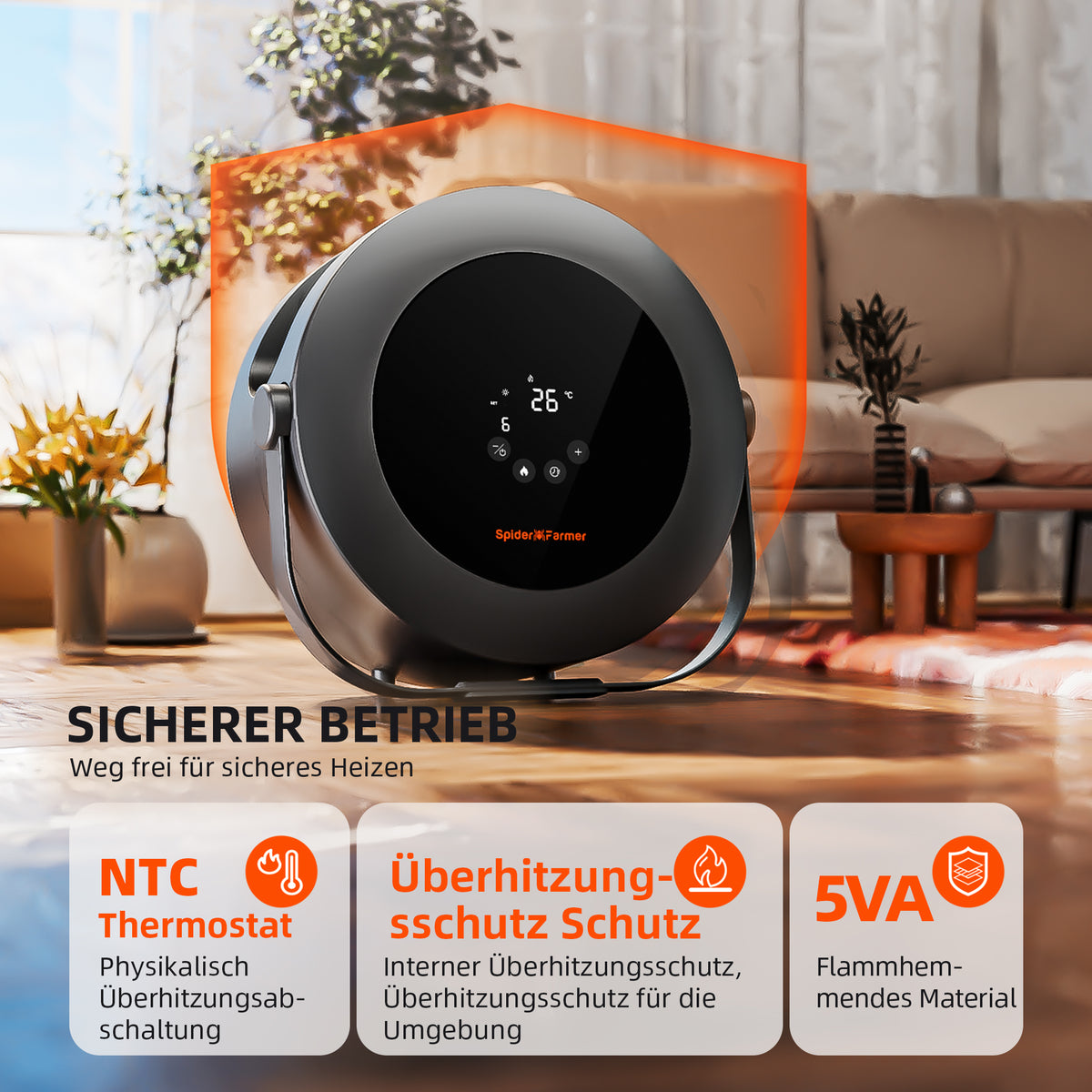 Spider Farmer 540W Smart-Zelt-Heizung – Detailansicht 4 Produktbild